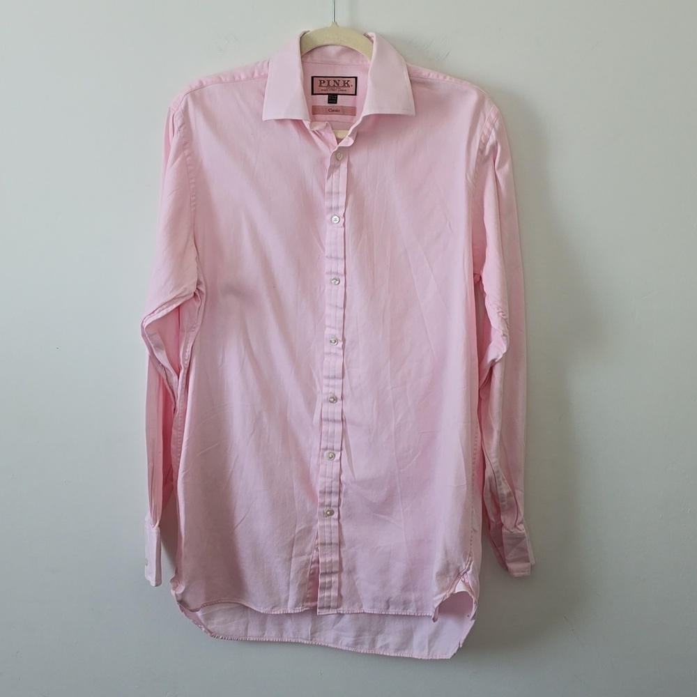 Thomas PINK Light Pink Cotton Long Sleeve Classic Shirt